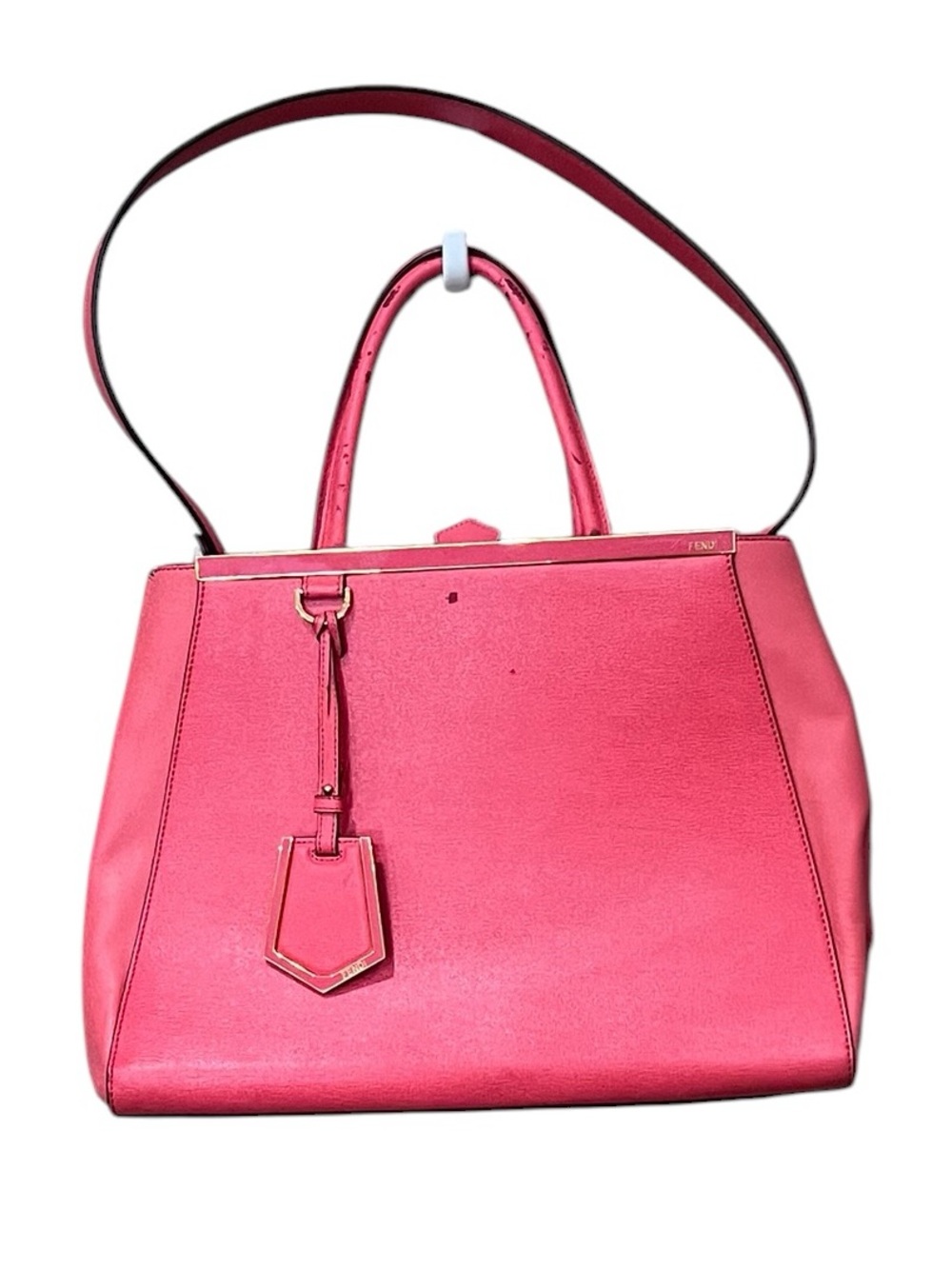 Fendi 2Jours Tote Satchel Bag Womens Medium Flamingo Pink w/ Shoulder Strap Tag - Picture 2 of 13